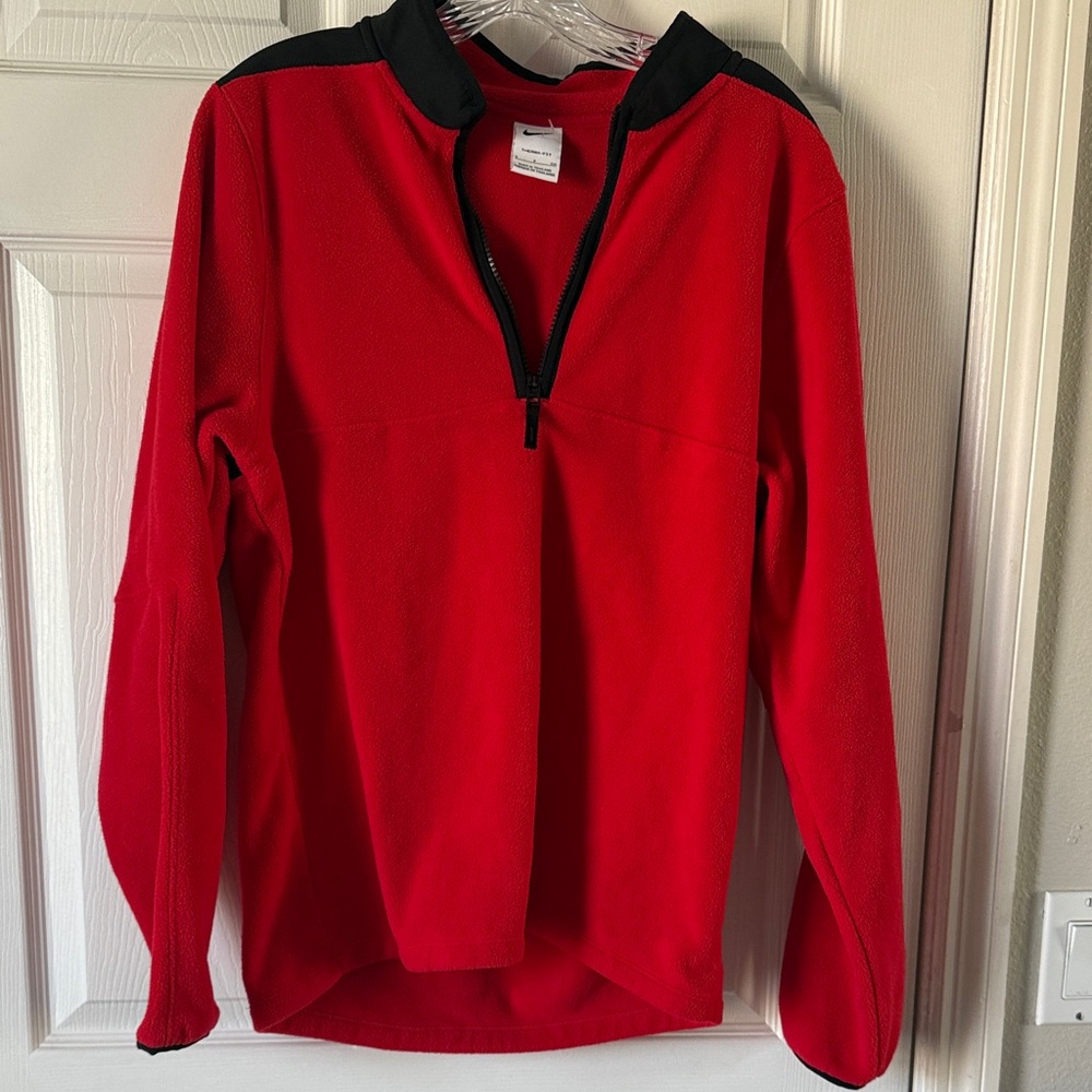 Nike Red and Black Zip-Up woman  Sweater